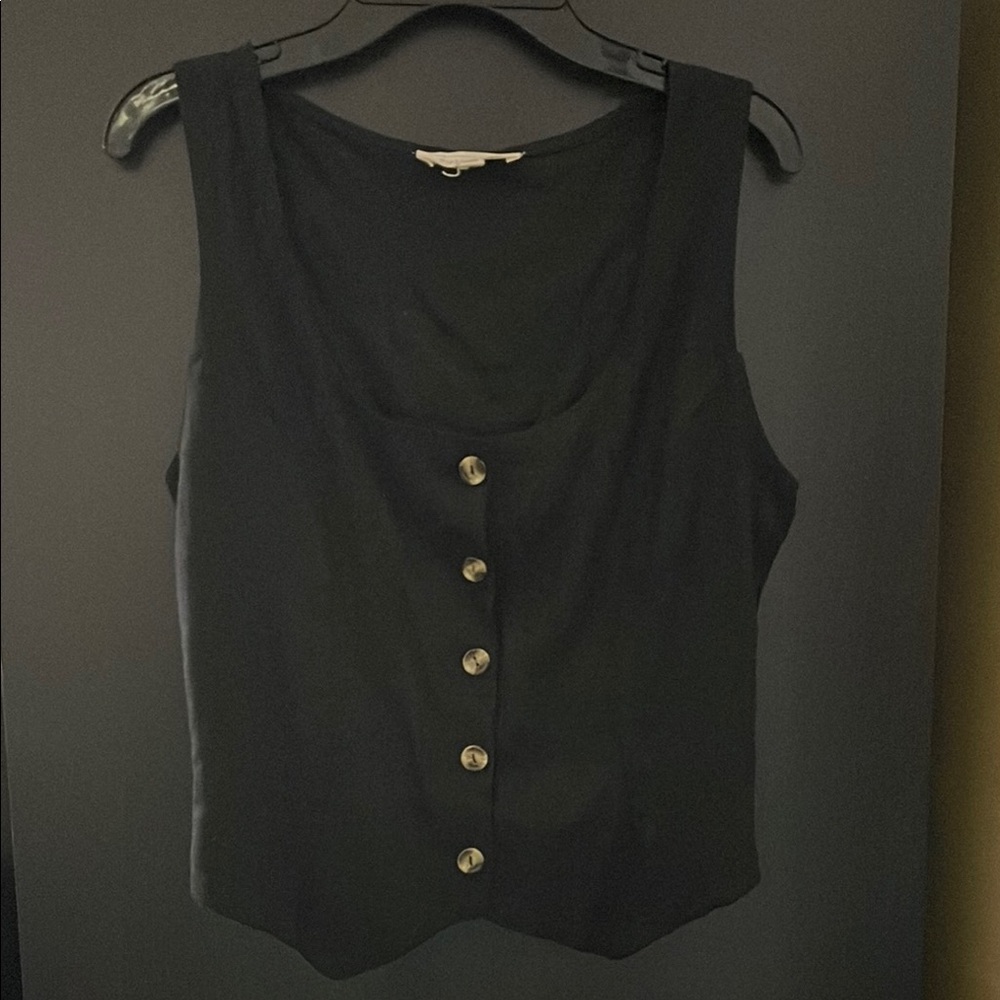 Black Bustier Buttoned Tank Top